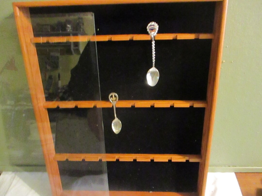 Wood Spoon Rack Display Curio Holder Collector Holds 24