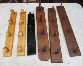 Wood Peg Coat Rack Wall Hook Rack Vintage Choice