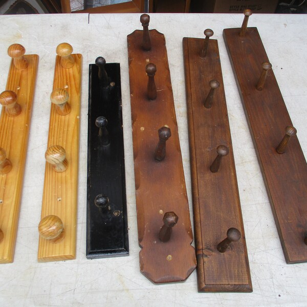 Wood Peg Coat Rack Wall Hook Rack Vintage Choice