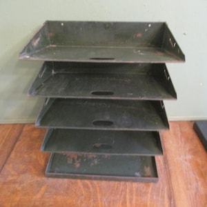 Filing Organizer Industrial Metal Office Storage Desk Tower Vintage