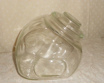 Slant Jar Glass Lid Container Display Vintage