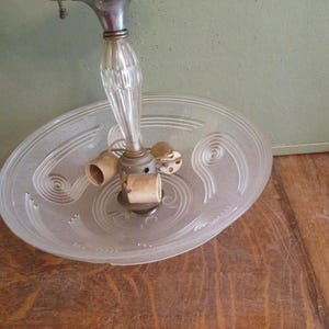 Light Fixture Hard Wired Heavy Glass Shade   Vintage Ceiling mount MUST SEE