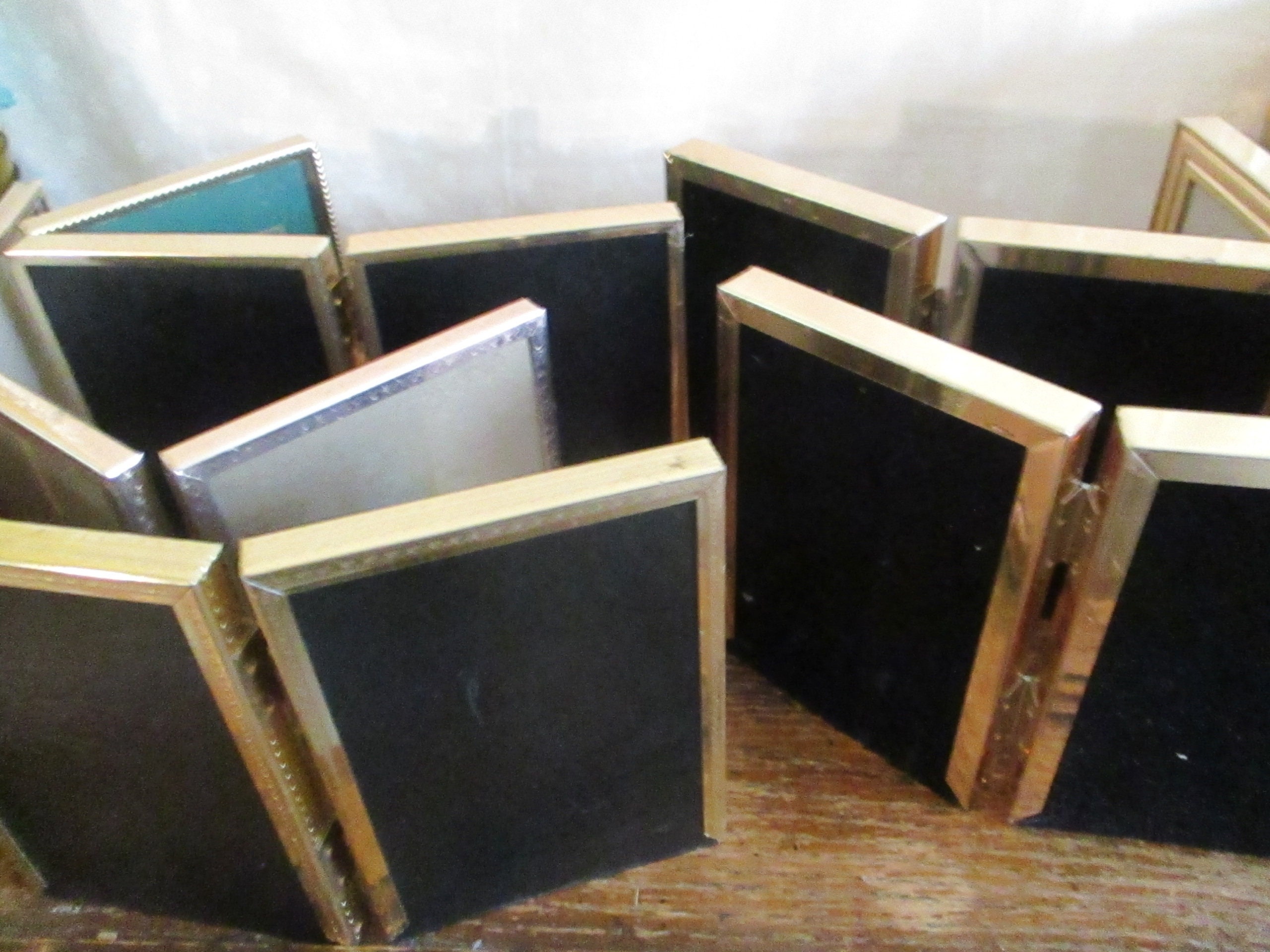 Tri Fold Gold Tone Picture Frames 3 1/2 x 5 glass Vintage Etsy