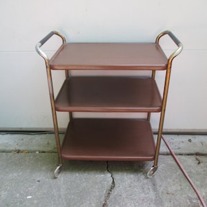 Rolling Metal Cart Serving Trolley   3 tiered  Shipped disassembled Vintage