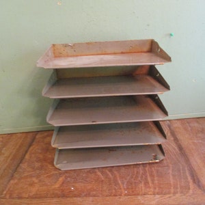 Filing Organizer Industrial Metal Office Storage Desk Tower Vintage