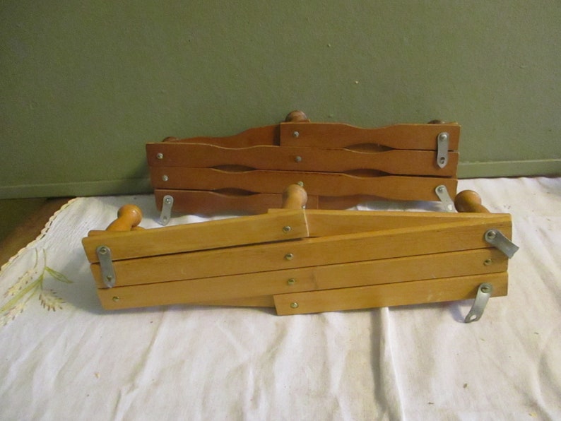 Accordion Wood Peg Rack To Hold So Many Things stained Vintage ONE ONLY CHOICE image 5