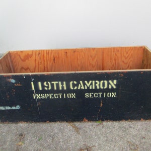 Military Wooden Trunk Box Navy Vintage 119 th Camron Inspection Section