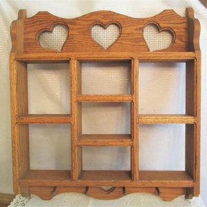 Oak Curio Display Shadow Box estante Clavijas para colgar | Etsy