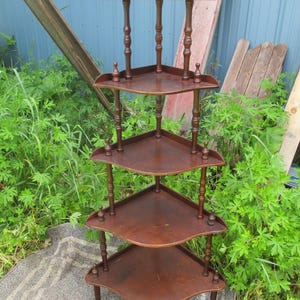 Tall Tiered Corner Shelf Floor Table Spindle Display Knick Knacks