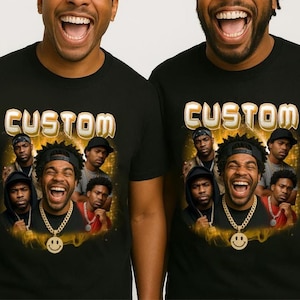 Custom Bootleg Rap Tee Design – Drop Your Face Into a 90s Hip-Hop File, Printable PSD with Swag for Birthdays, Bachelorettes or Crew Gifts