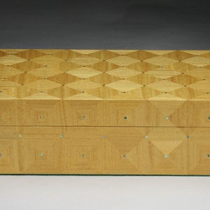 Handgefertigte Moderne Holz Schmuckschatulle Satinholz Mit Abalone Inlays