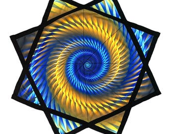 Flowstar Beginners Flow Star Spinning Cloth Sided Print Fingertip Rotating Flow Toy Dapo Star Easy to Rotate 27 inch R02-Style2