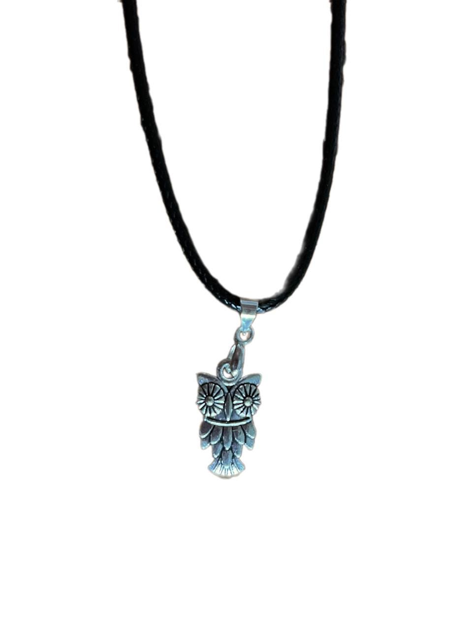 Collier, pendentif hibou, argent tibétain, fait main