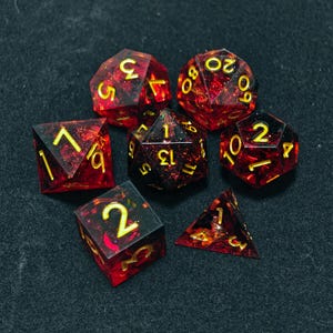 Red Dice Set, Handmade Sharp Edge Resin Dice for DnD, TTRPG, RPG, Dungeons and Dragons,Resin dice, DnD gifts, resin dnd dice