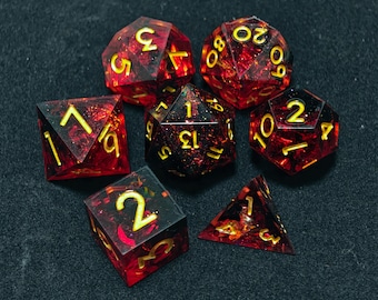 Red Dice Set, Handmade Sharp Edge Resin Dice for DnD, TTRPG, RPG, Dungeons and Dragons,Resin dice, DnD gifts, resin dnd dice