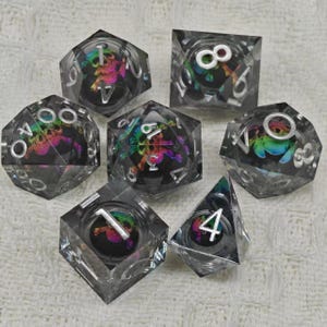 Handmade Green Skull Dice, Role Playing Games, Liquid Core Dice, Liquid Core Resin Dice, Polyhedral Dice, DnD Dice, Sharp Edge Dice Set
