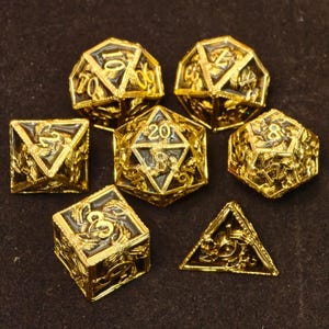 Gold Metal DnD Dice Set, Metal Dice Set, Role Playing Games, Sharp Edge Dice, RPG DND Dice D20 D6