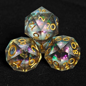 Black Liquid Core Dice Set for Role Playing Games, Galaxy Dungeons and Dragons Dice Set for Gifts, RPG Liquid Core D&D Dice Set