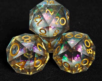 Black Liquid Core Dice Set for Role Playing Games, Galaxy Dungeons and Dragons Dice Set for Gifts, RPG Liquid Core D&D Dice Set