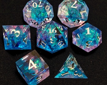 Juego de dados Galaxy para juegos de rol, juego de dados de borde afilado para regalo, juego de dados de mazmorras y dragones, juego de dados DND, juego de dados D&D de resina