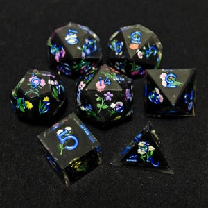 Zestaw 7 kości z żywicy, zestaw wielościennych kości do Dungeons and Dragons, zestaw kości D&D Flower, kości D&D do gier RPG