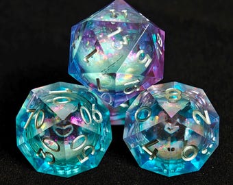 Blue Liquid Core Dice Set for Role Playing Games, Galaxy Dungeons and Dragons Dice Set for Gifts, RPG Liquid Core D&D Dice Set