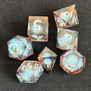 Liquid Core Dice for DnD, RPG Dice, Sharp Edge Resin Dice, Polyhedral Dice for Dungeons and Dragons, d&d Dice