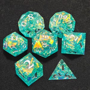 Blue Resin Dice Set for Role Playing Games, Dungeons and Dragons Dice Set for DnD gifts,Resin Sharp Edge d and d dice Set
