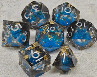 Galaxy Liquid Core Dice Set for Role Playing Games, Galaxy Dungeons and Dragons Dice Set for Gifts, RPG Liquid Core D&D Dice Set