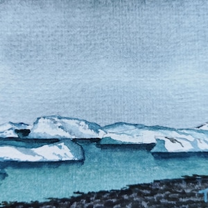 ACQUERELLO ORIGINALE - Laguna glaciale Jökulsárlón, Islanda