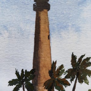ACQUERELLO ORIGINALE - Faro di Cape Florida, Stati Uniti