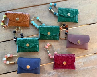 Bag Charm with Card Holder - customize with charms and initials