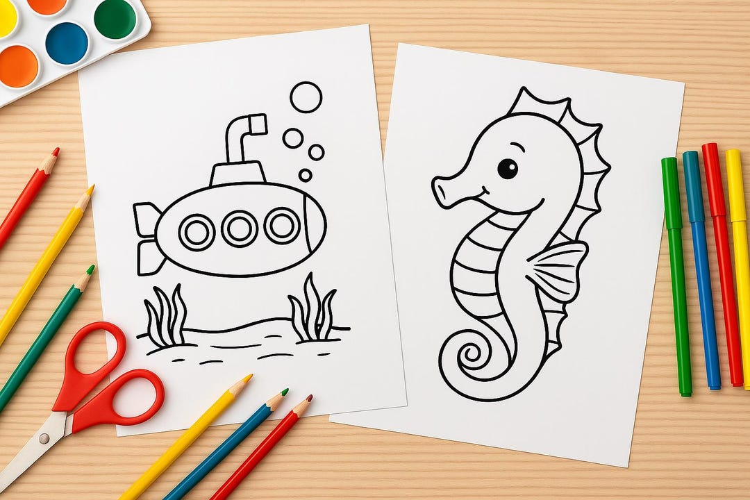 Ocean Animals Coloring Pages for Kids: Sea Adventure Printable (A4 PDF ...