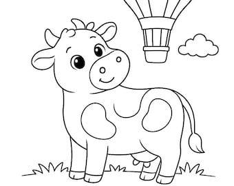 Dibujos para colorear de animales de granja para niños: Feliz aventura en la granja (A4 PDF / Descarga digital)
