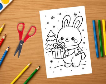 12 Christmas Woodland Animals Coloring Pages: Holiday Kids Activity (A4 PDF), Xmas coloring book, winter coloring sheets