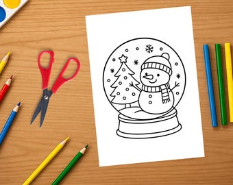 20 Weihnachts-Schneekugeln zum Ausmalen: Weihnachtsaktivität für Kinder, Urlaub-Schneekugeln, Kugeln, Weihnachten, Malbuch