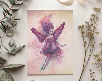 Art Print A5 Pink Fairy Crystal