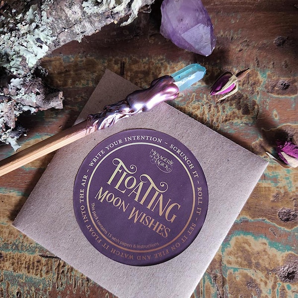 Crystal Wand with Magic Floating Moon Wish Paper Bundle