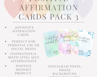 Tarjetas de afirmación, paquete 3, tarjetas con citas positivas, tarjetas de afirmación positiva, confianza, mentalidad positiva, tarjetas de inspiración, positividad