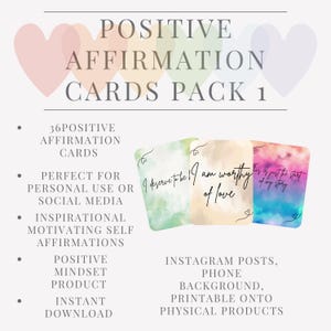 Affirmation cards, positive quote cards, positive affirmation cards, confidence, positive mindset, inspiration cards, positivity