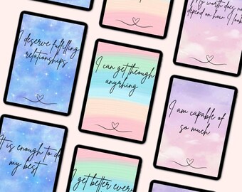 Tarjetas de afirmación, tarjetas con citas positivas, tarjetas de afirmación positiva, confianza, mentalidad positiva, tarjetas de inspiración, positividad