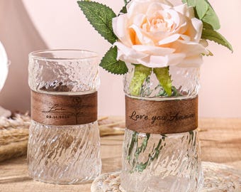 Vase gravé personnalisé | Mariage commémoratif personnalisé | Proposition de demoiselle d'honneur vase de fleurs | Vase pour mère cadeau personnalisé pour la fête des mères