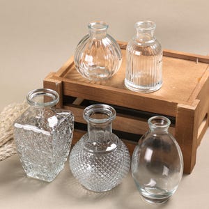 Embossed Glass Vase: French Relief Pattern, Nordic Decor