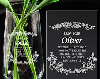Personalized Tapered Glass Vase: Custom Floral Bouquet Vase