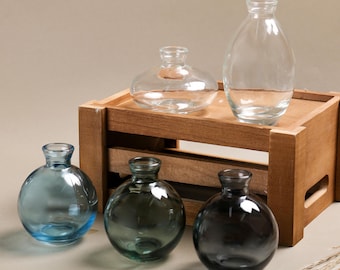 Vase en verre gaufré : décor hydroponique fait main nervuré coloré