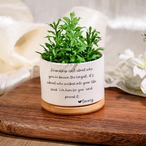 Presente personalizado para melhor amiga, vasos de flores personalizados | Presente de aniversário, presente de agradecimento | Presentes para melhores amigas, vasos de flores com nome