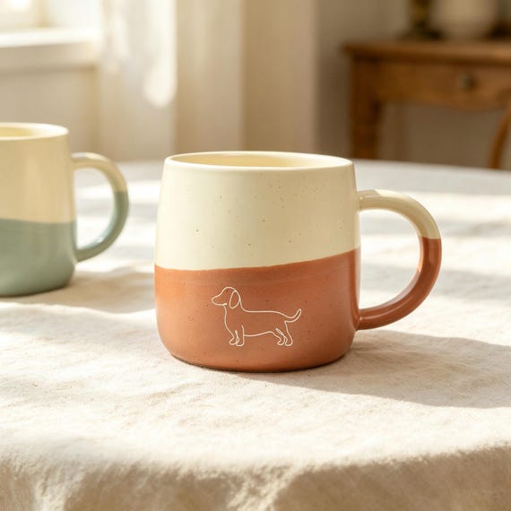 Custom Dachshund Ceramic Mug, Personalized Ceramic Coffee Mug, Dog Lover Gift Idea
