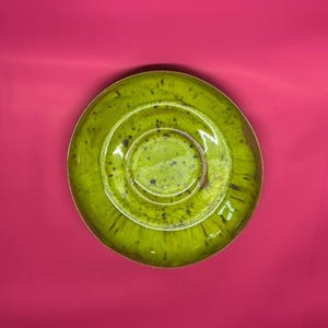Handmade Green Ceramic Plate - Rustic Stoneware Lunch Plate
