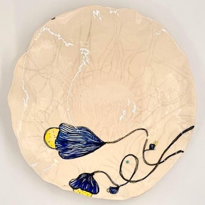 Painted Ceramic Pottery Plate, Decorative Ceramic Fruits Plate, Serving Plates, Floral Ceramic Plate, Housewarming Gift, Gifts for Her