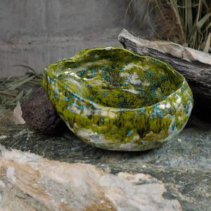 Decorative Bowl for Coffee Table, Asymmetrical pottery bowl, Handmade Ceramic Salad Bowl, Large Fruit Bowl, Serving Bowl, Gift for her